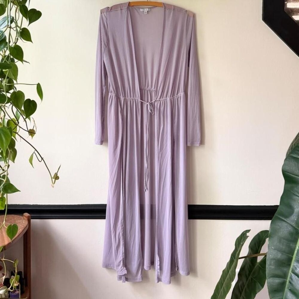 Soft lilac sheer tie waist robe